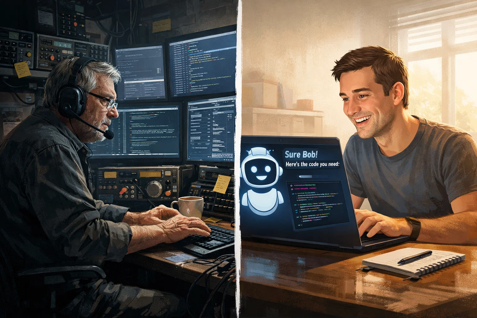 Veteran developer versus Bob with an AI agent