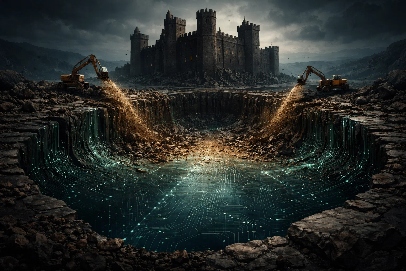 The moat is being filled in